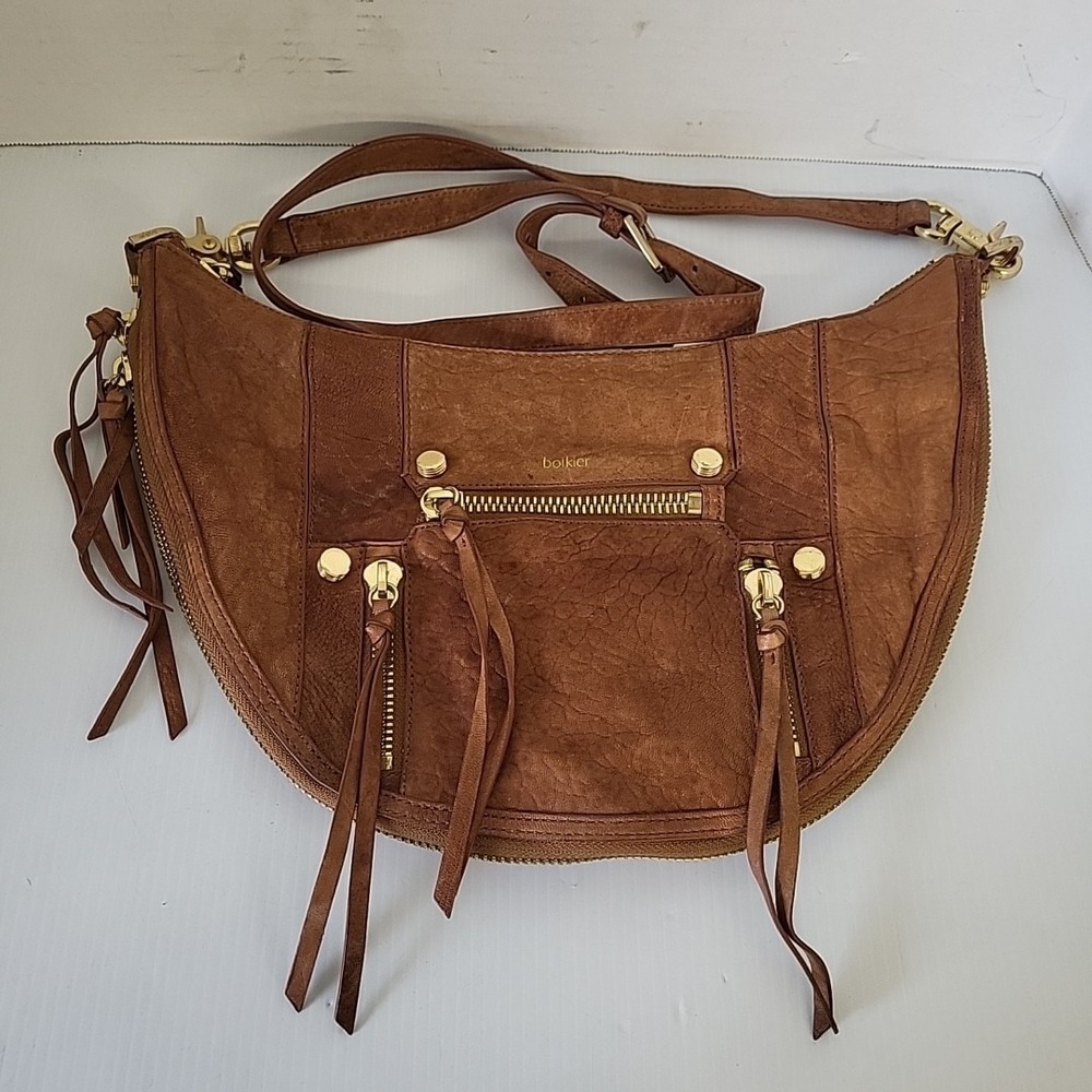 Botkier Taupe Leather Medium Fringe Shoulder‎ Bag Purse